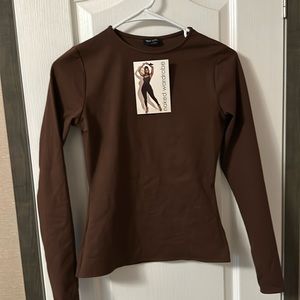 Naked wardrobe suede long sleeve top